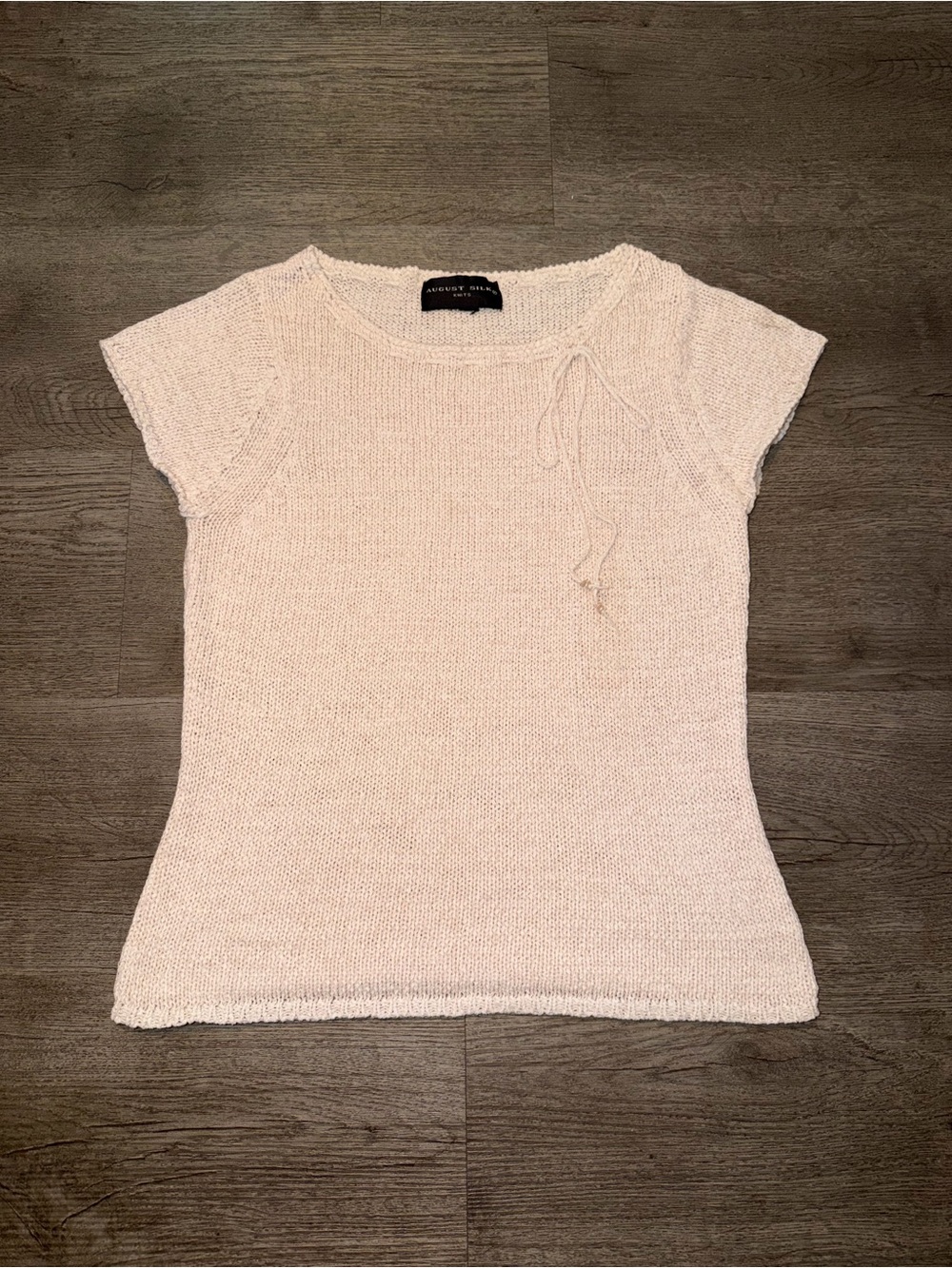 August Silk Pale Pink Knit Cap Sleeve Tee